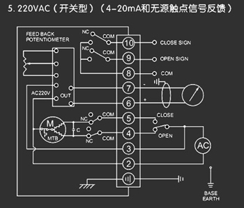 220VAC開關(guān)型<a href='http://www.tyqa.cn/Product/diefa/diandongdiefa/' target='_blank'>電動<a href='http://www.tyqa.cn/Product/diefa/' target='_blank'>蝶閥</a></a>接線圖