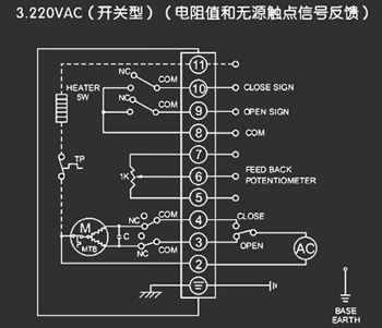 220VAC開關(guān)型<a href='http://www.tyqa.cn/Product/diefa/diandongdiefa/' target='_blank'>電動<a href='http://www.tyqa.cn/Product/diefa/' target='_blank'>蝶閥</a></a>接線圖
