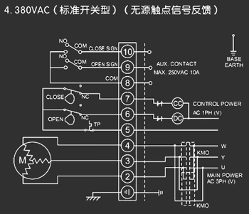 380VAC標準開關(guān)型<a href='http://www.tyqa.cn/Product/diefa/diandongdiefa/' target='_blank'>電動<a href='http://www.tyqa.cn/Product/diefa/' target='_blank'>蝶閥</a></a>接線圖