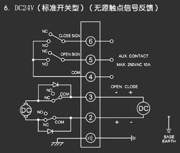 ＤＣ24Ｖ標準開關(guān)型<a href='http://www.tyqa.cn/Product/diefa/diandongdiefa/' target='_blank'>電動<a href='http://www.tyqa.cn/Product/diefa/' target='_blank'>蝶閥</a></a>接線圖
